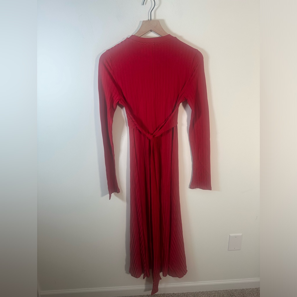 Altuzarra Masika Midi Ribbed Wrap Dress In Burnt Red Long Sleeve Size 38 (Us6) — image 8 of 8
